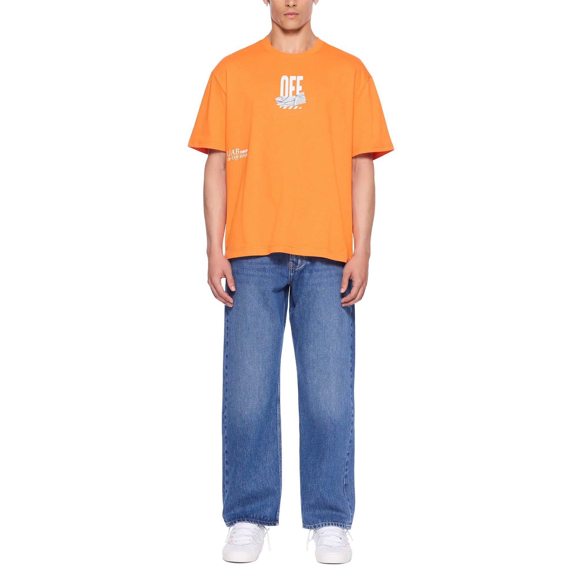 L/AB c/o Off-White Men's Off Active Duct Tape Tee - Orange - ORANGE